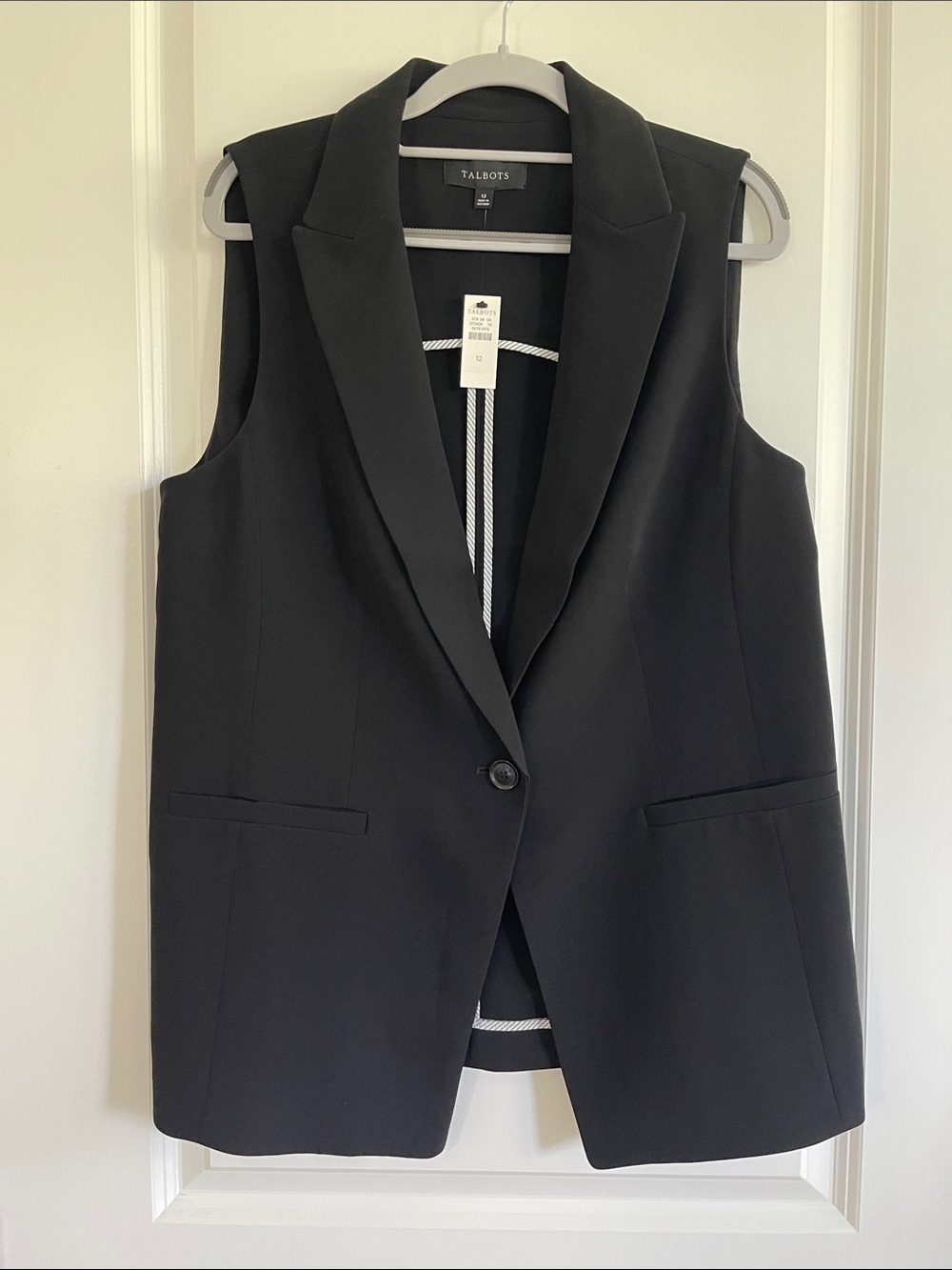 Talbots Black Tailored Sleeveless Blazer Vest
